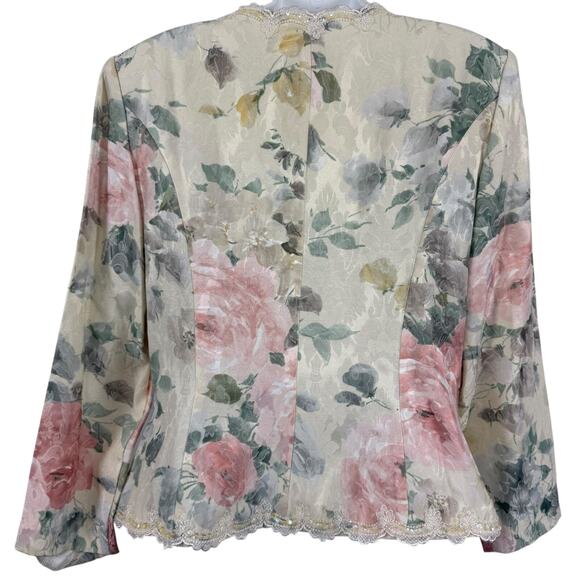 Nah Nah Collection Nahdree Vintage 80s Floral Sequin Ivory Coquette Jacket 14 - Picture 13 of 16